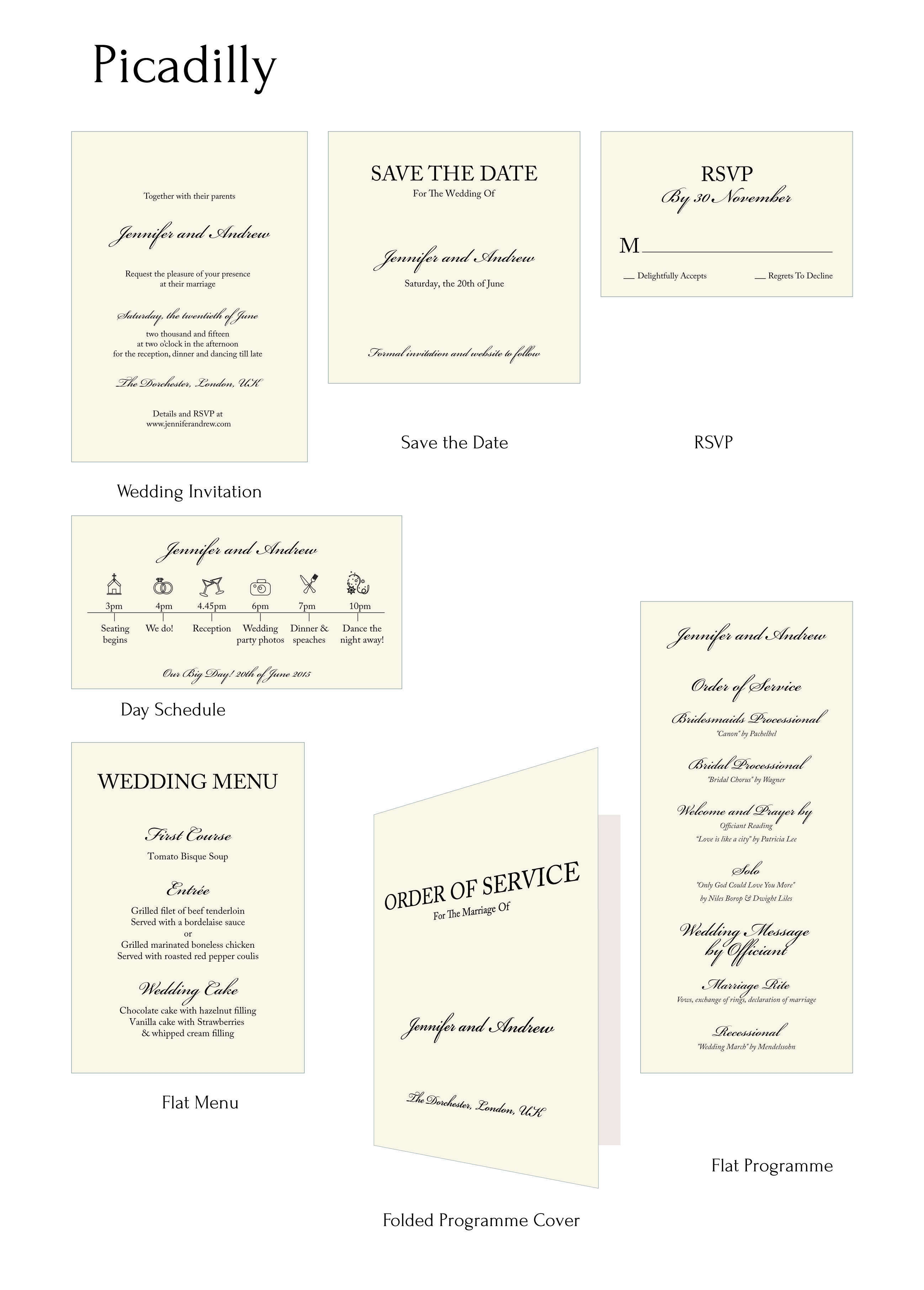 Classic wedding invitation-Picadilly 06