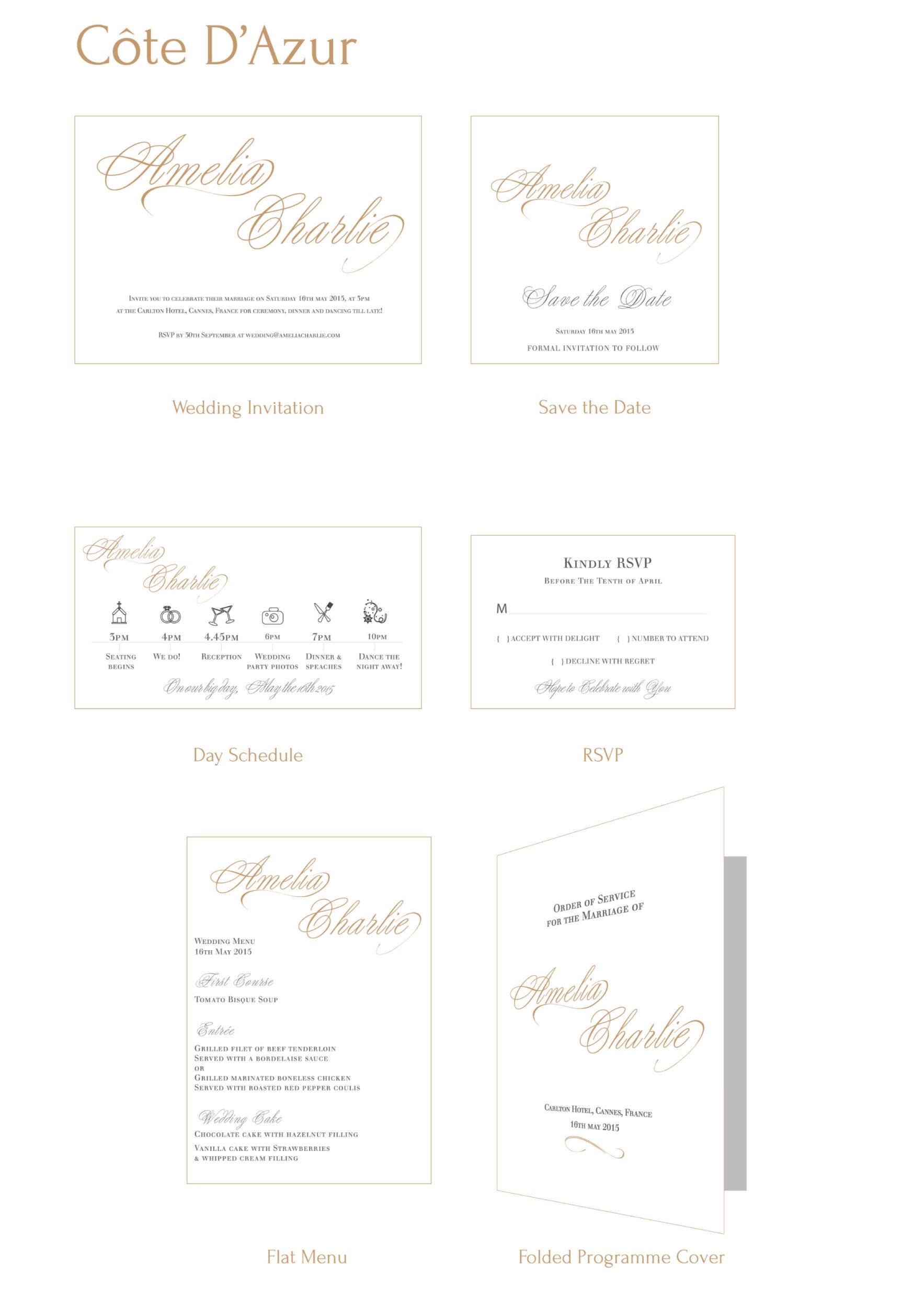 Classic wedding invitation-Cote D’Azure 1