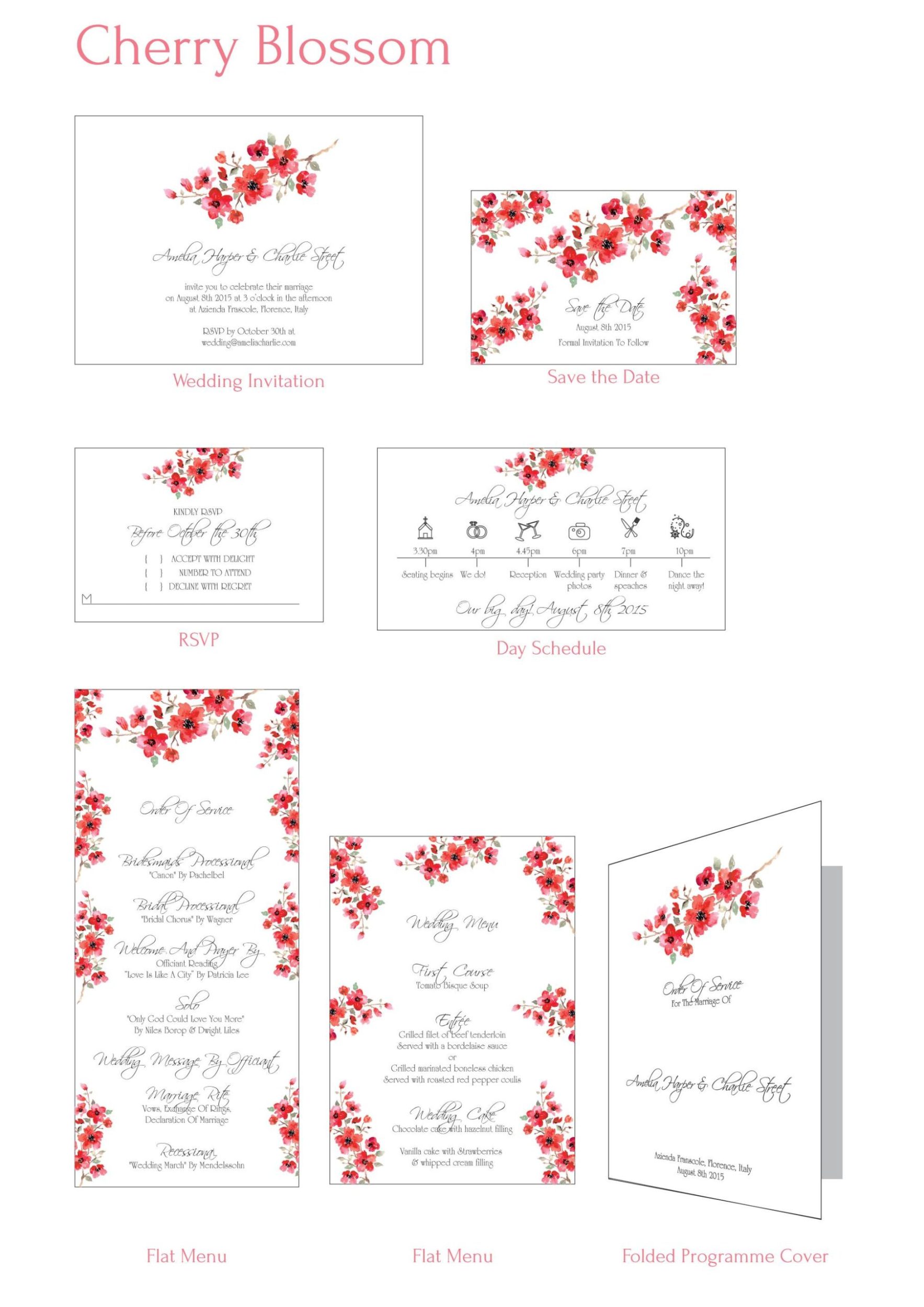 Water Colour wedding invitation-Red Cherry 1
