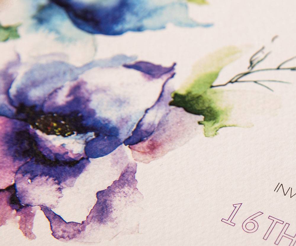 Water Colour wedding invitation-Blue Rose 1