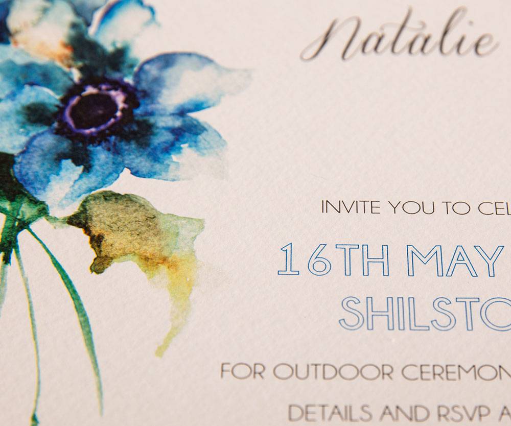 Water Colour wedding invitation-Cornflower 1