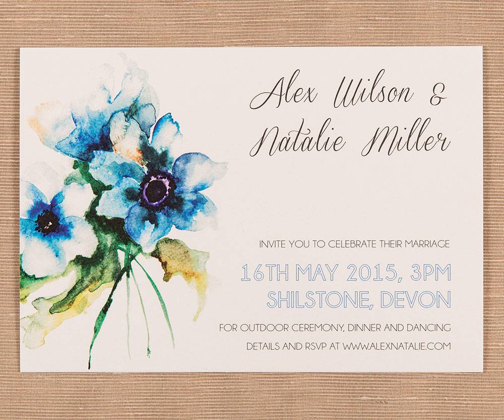 Water Colour wedding invitation-Cornflower 2
