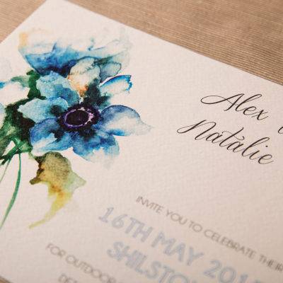 Water Colour wedding invitation-Cornflower 3