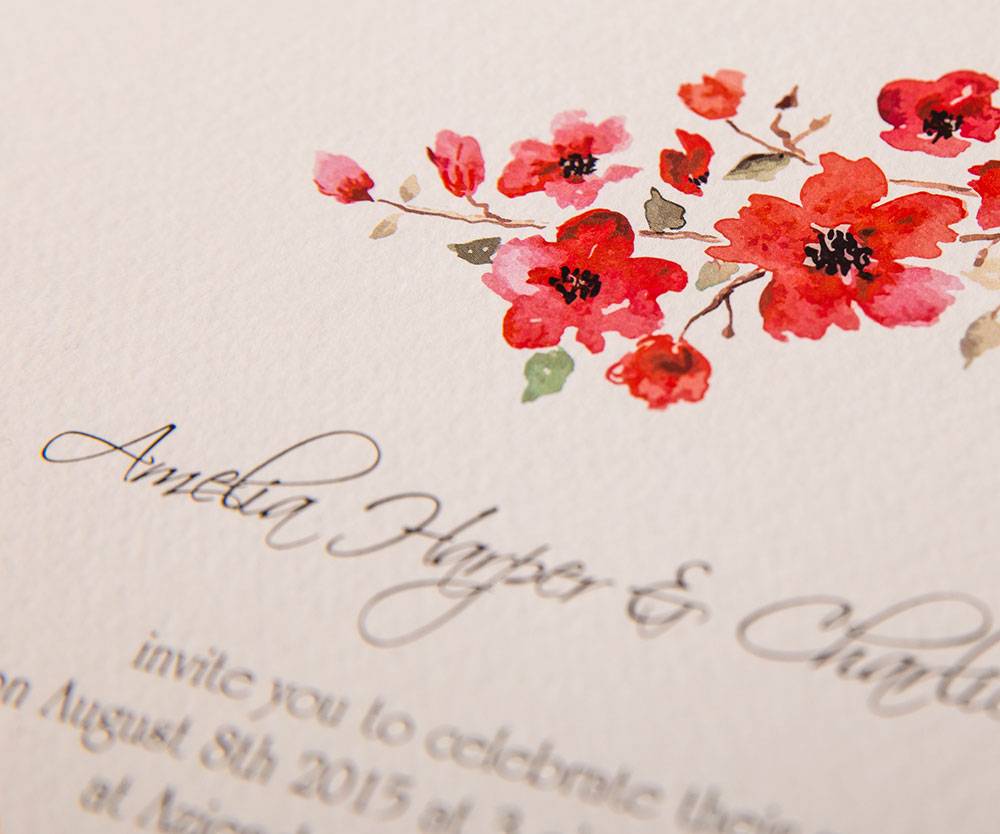 Water Colour wedding invitation- Sakura 3