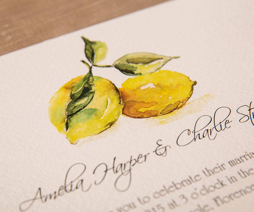 Water Colour wedding invitation- Sweet Lemons 2