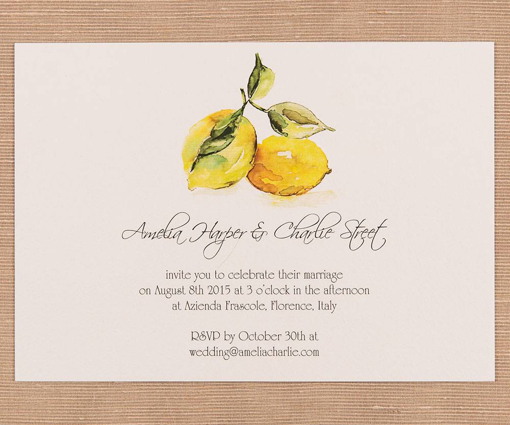 Water Colour wedding invitation- Sweet Lemons 3
