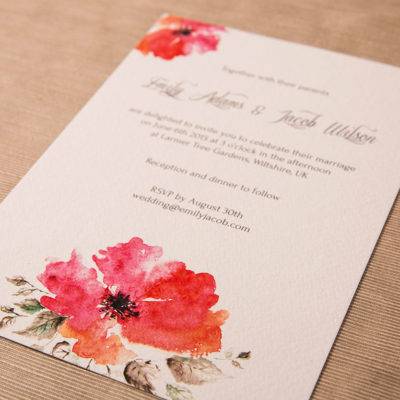 Water Colour wedding invitation- Tea Rose 1