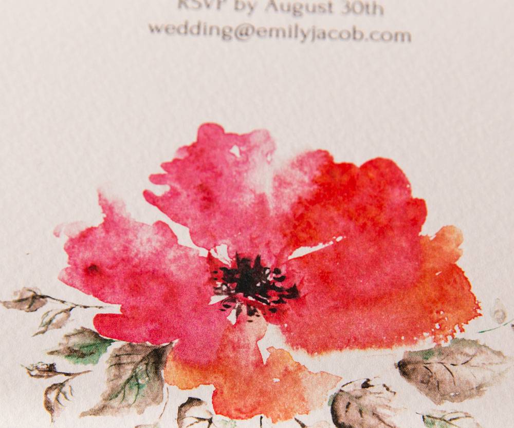 Water Colour wedding invitation- Tea Rose 2