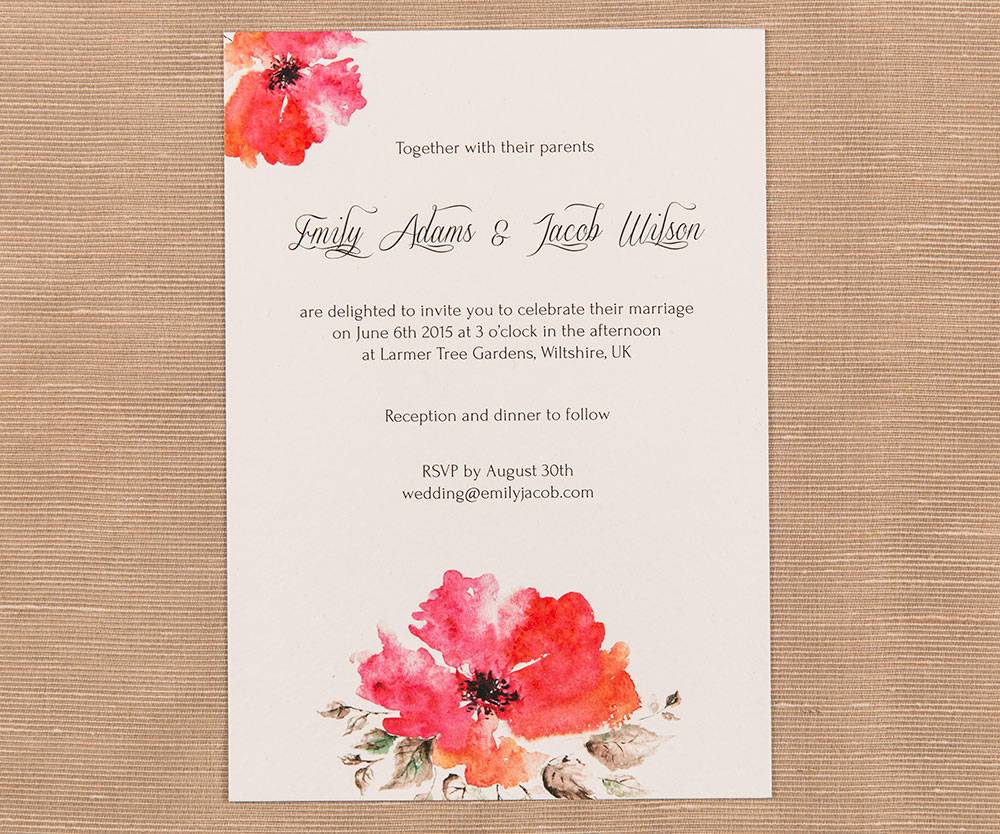 Water Colour wedding invitation- Tea Rose 3