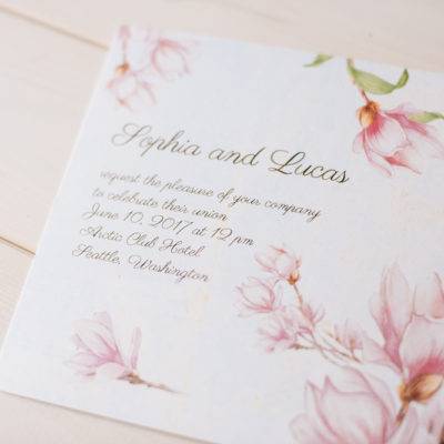 Water Colour wedding invitation- Magnolia 1